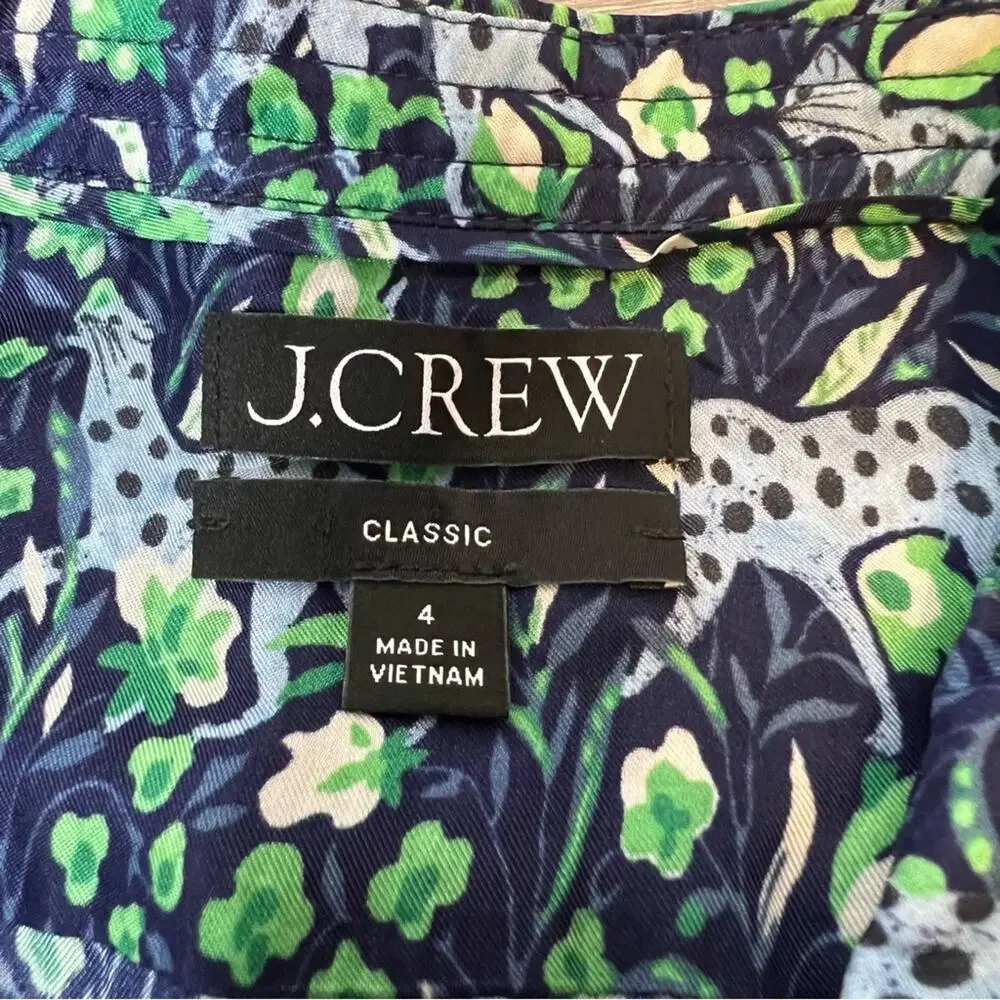 J. Crew Classic-fit shirt in fauna floral cat sz 4